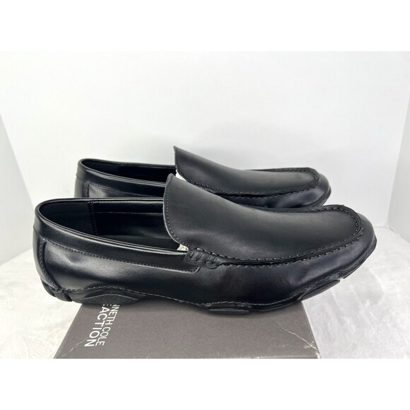 Kenneth Cole Reaction De-Tour Black Leather Slip On Loafers Mens 9 M Moc Toe main image 12